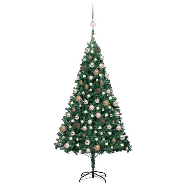 vidaXL Arbre de No&euml;l artificiel pr&eacute;-&eacute;clair&eacute; et boules vert 180 cm PVC
