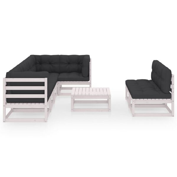 vidaXL Salon de jardin 8 pcs avec coussins Bois de pin massif