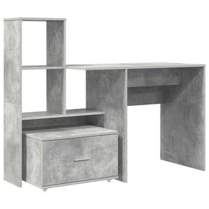 vidaXL Bureau Gris b&eacute;ton Bois d'ing&eacute;nierie 131,5 x 50 x 106,5 cm