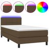 vidaXL Sommier &agrave; lattes de lit et matelas et LED Marron fonc&eacute; 90x200cm
