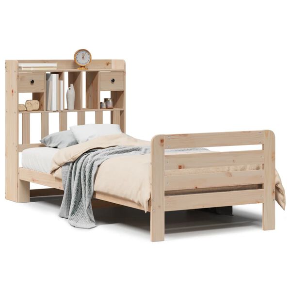 vidaXL Lit biblioth&egrave;que sans matelas 90x190 cm bois de pin massif