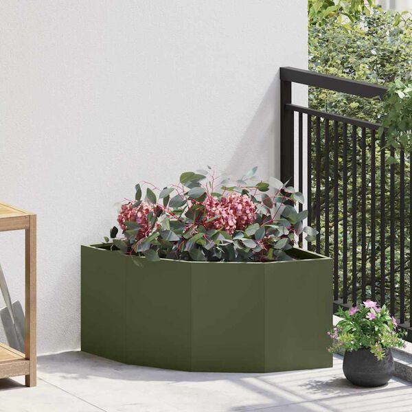 vidaXL Jardini&egrave;re d'Angle Vert olive 60 x 60 x 35 cm Acier