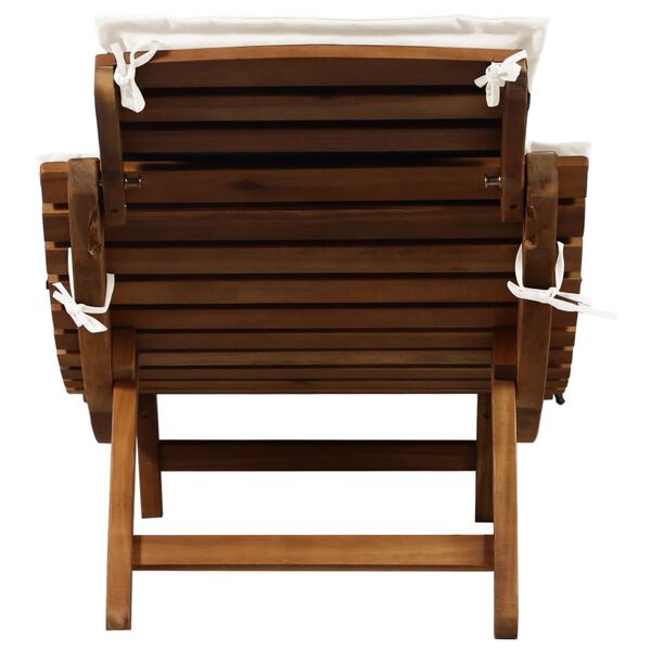 vidaXL Chaise longue avec coussin Bois d'acacia solide Cr&egrave;me