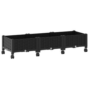 vidaXL Jardini&egrave;re avec Roues Noir 120 x 40 x 29 cm PP