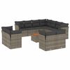 vidaXL Salon de jardin avec coussins 12 pcs gris r&eacute;sine tress&eacute;e