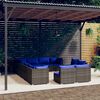 vidaXL Salon de jardin 12 pcs avec coussins Gris R&eacute;sine tress&eacute;e