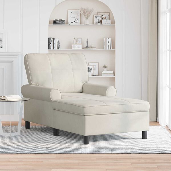 vidaXL Chaise longue avec coussin Cr&egrave;me 91 x 157 x 91 cm Velours