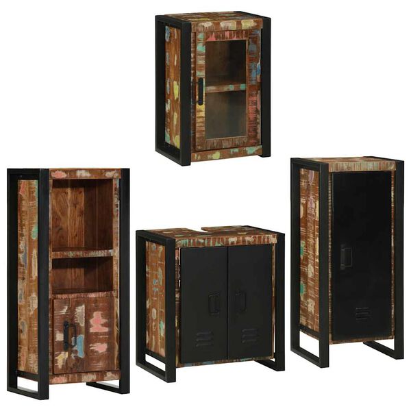 vidaXL Ensemble de mobilier de salle de bain 4 pcs Bois massif recycl&eacute;