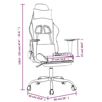 vidaXL Chaise de jeu avec repose-pied Noir et orange Similicuir