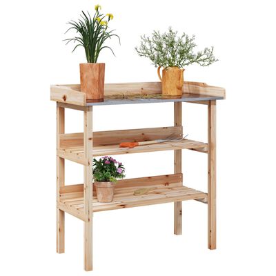 vidaXL Table à plantes avec étagères 78x38x82,5cm bois de sapin solide