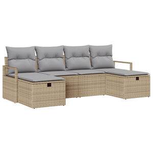 vidaXL Ensemble de Canap&eacute;s 6 pcs Beige et Gris clair polyrotin