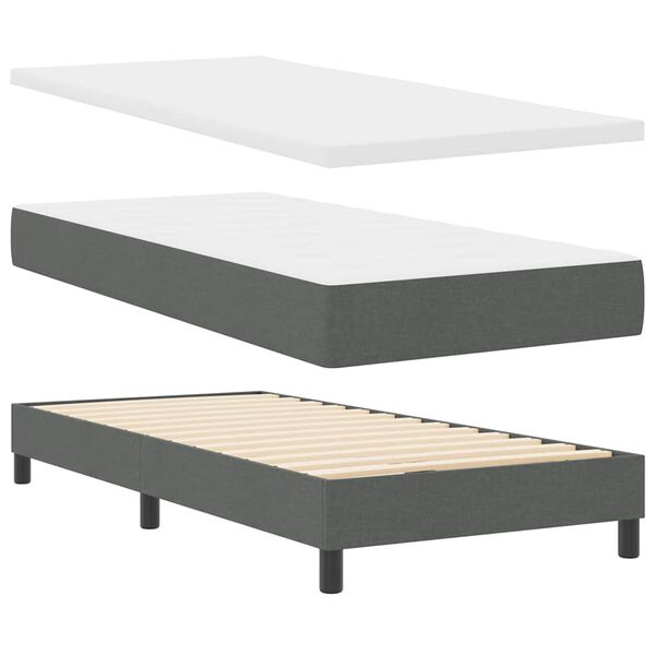 vidaXL Lit &agrave; ressorts avec matelas Gris fonc&eacute; 90 x 190 cm tissu