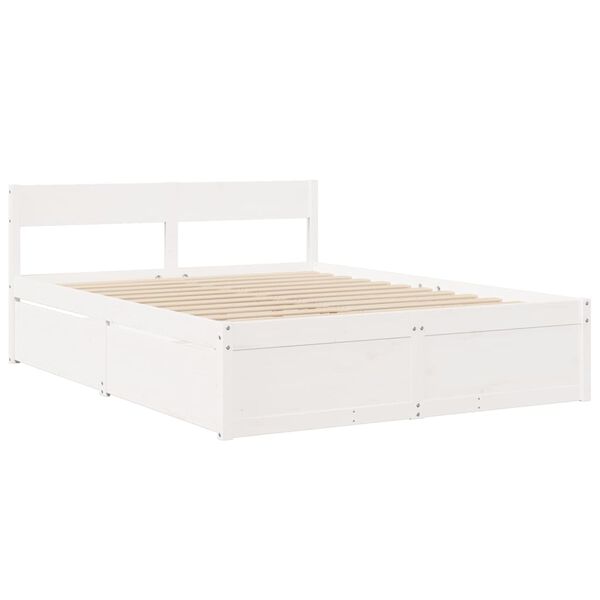 vidaXL Cadre de lit sans matelas blanc 140x200 cm bois de pin massif
