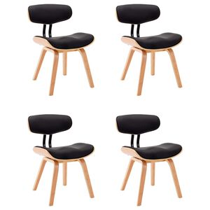 vidaXL Chaises &agrave; manger lot de 4 noir bois courb&eacute; et similicuir