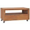vidaXL Meuble TV avec roues 80x50x42 cm Bois de teck solide