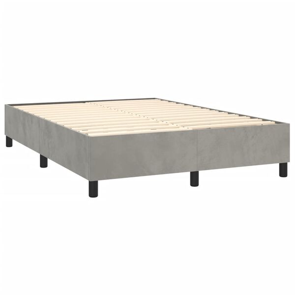 vidaXL Sommier &agrave; lattes de lit et matelas Gris clair 140x200cm Velours
