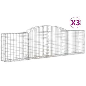 vidaXL Paniers &agrave; gabions arqu&eacute;s 3 pcs 300x30x80/100 cm fer galvanis&eacute;