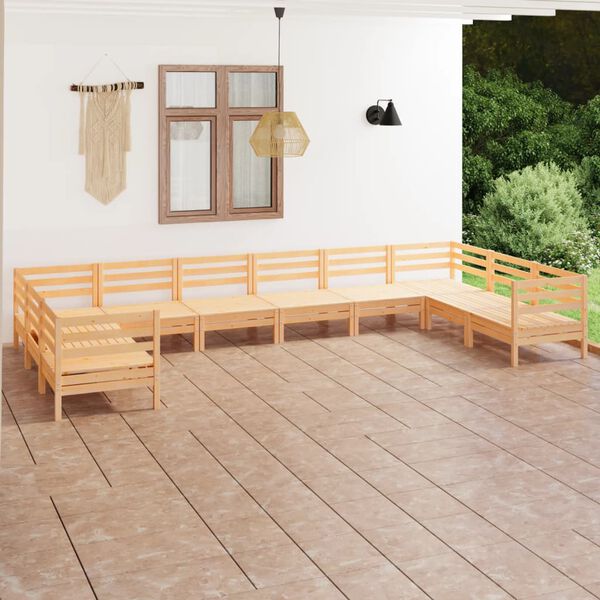 vidaXL Salon de jardin 10 pcs Bois de pin massif