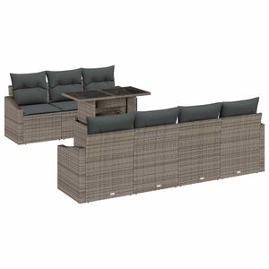 vidaXL Ensemble de canap&eacute; de jardin avec coussin 8 pcs Gris polyrotin