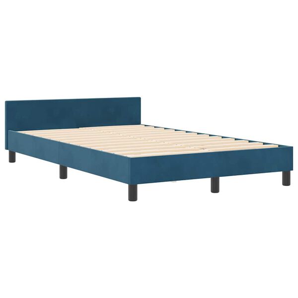 vidaXL Lit &agrave; ressorts avec t&ecirc;te de lit Bleu fonc&eacute; 120 x 190 cm Velours