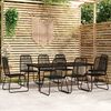 vidaXL Ensemble &agrave; manger de jardin 9 pcs Noir