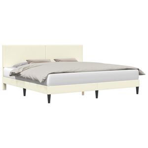 vidaXL Cadre de lit Cr&egrave;me 200 x 200 cm Tissu en velours c&ocirc;tel&eacute;