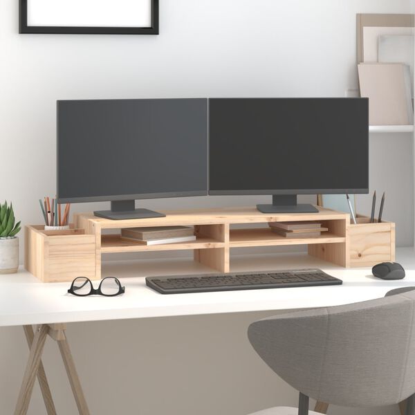 vidaXL Support pour moniteur 100x27,5x15 cm Bois de pin solide