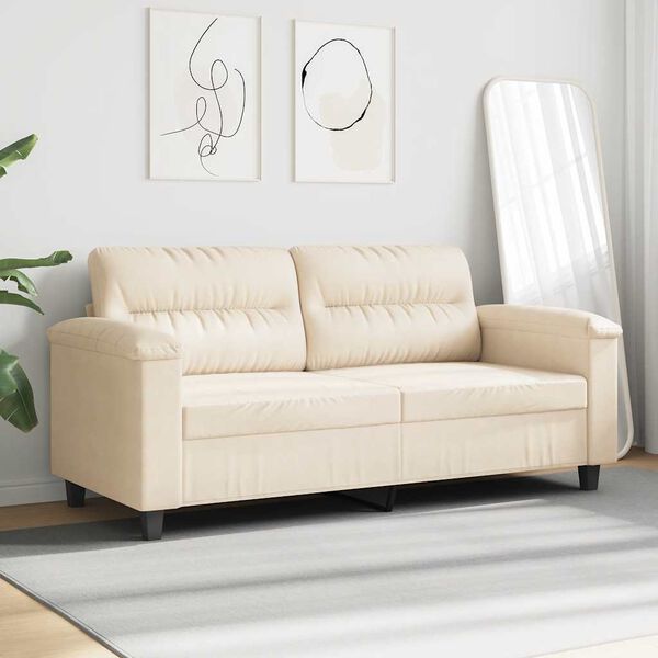 vidaXL Canap&eacute; &agrave; 2 places Beige 140 cm Tissu microfibre