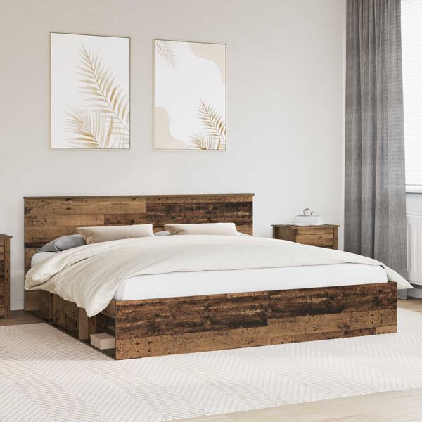 vidaXL Cadre de lit Bois ancien 200 x 200 cm Pin massif