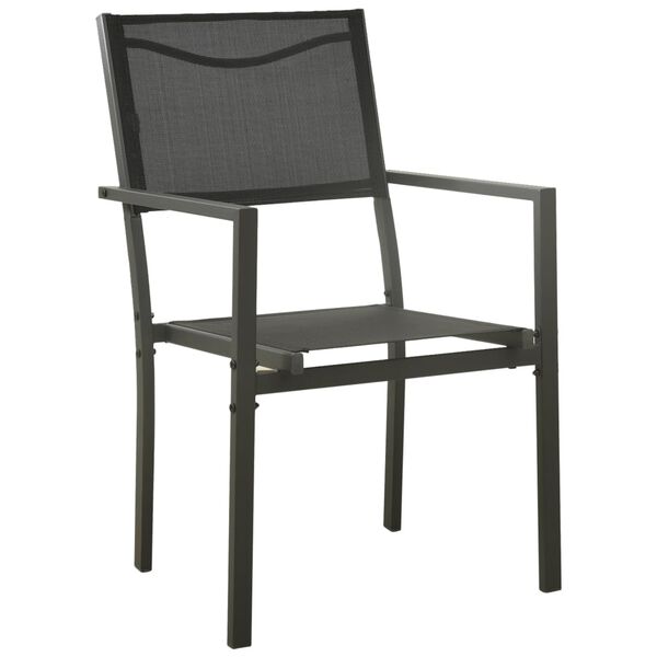 vidaXL Ensemble &agrave; manger de jardin 7 pcs noir textil&egrave;ne et acier