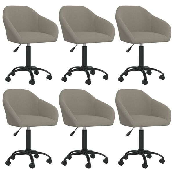 vidaXL Chaises pivotantes &agrave; manger lot de 6 gris clair velours