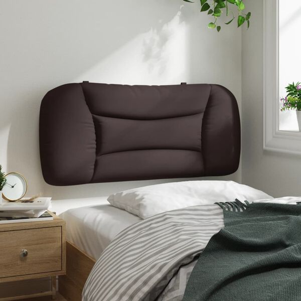 vidaXL Coussin de t&ecirc;te de lit Hvar marron fonc&eacute; 90 cm tissu