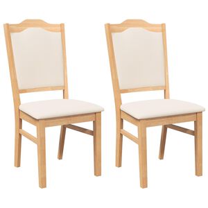 vidaXL Chaises de salle &agrave; manger avec coussins (2 pcs) bois massif caoutchouc