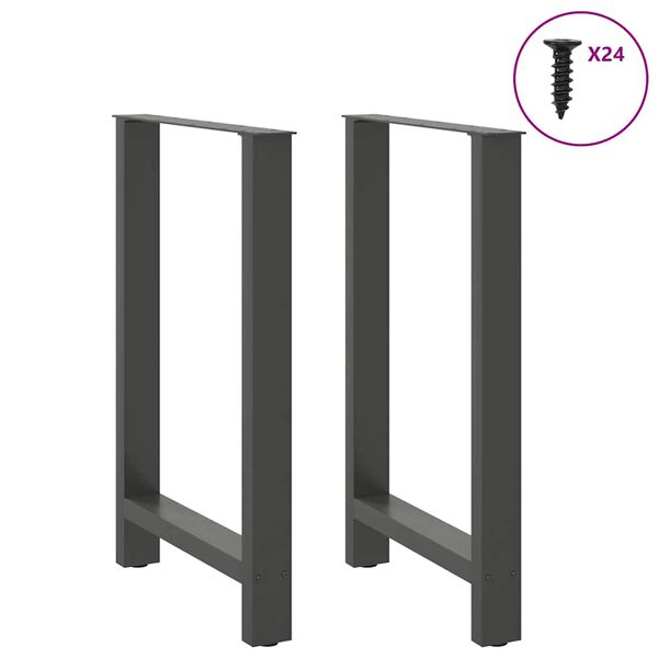 vidaXL Pieds de table de bar Anthracite 2 pi&egrave;ces 60 x (90-91) cm Acier