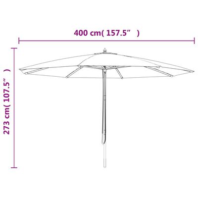 vidaXL Parasol de jardin avec mât en bois sable 400x273 cm