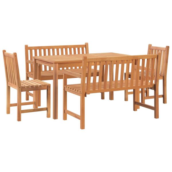 vidaXL Ensemble &agrave; manger de jardin 5pcs Bois de teck massif
