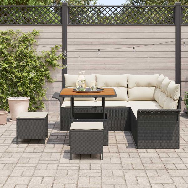 vidaXL Ensemble de canap&eacute; de jardin avec coussin 8 pcs Noir et Cr&egrave;me