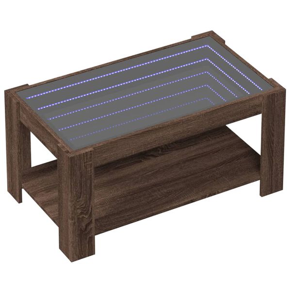 vidaXL Table basse avec LED chêne marron 93x53x45 cm bois d'ingénierie