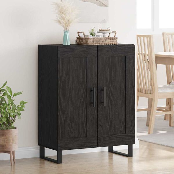 vidaXL Buffet Ch&ecirc;ne noir 69,5 x 34 x 90 cm Bois d'ing&eacute;nierie et fer