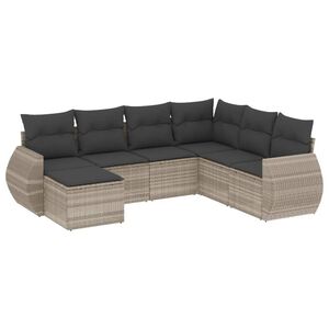 vidaXL Salon de jardin avec coussins 7 pcs gris clair r&eacute;sine tress&eacute;e