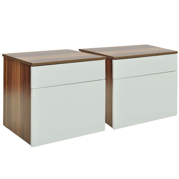 vidaXL Table de chevet 2 pcs avec 1 tiroir Marron/Blanc