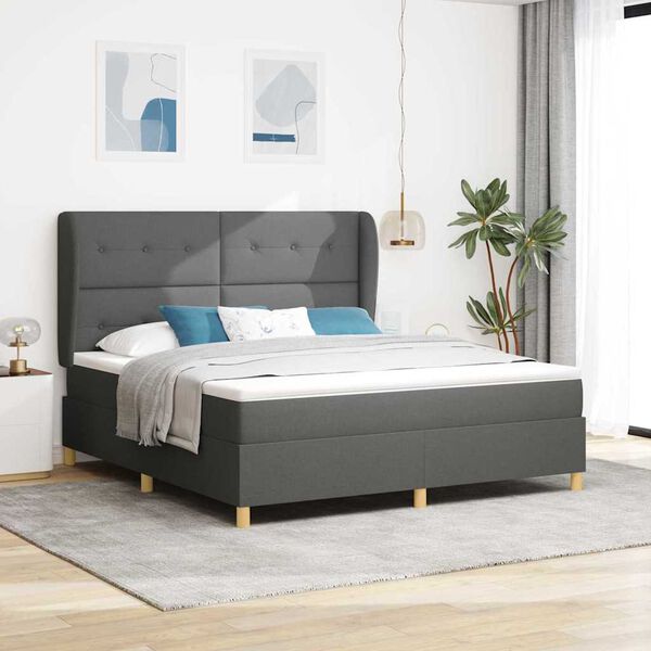 vidaXL Lit &agrave; ressorts avec matelas gris fonc&eacute; 90x190 cm Gris fonc&eacute;