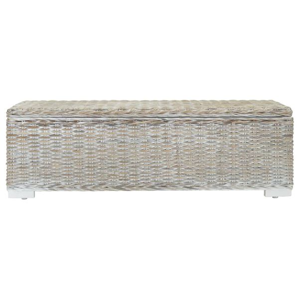 vidaXL Bo&icirc;te de rangement Blanc 110 cm Rotin kubu naturel et acajou