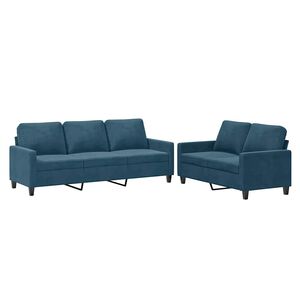 vidaXL Ensemble de canap&eacute;s 2 pcs avec coussins Bleu Velours