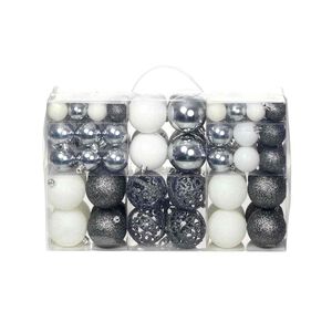 vidaXL Ensemble de boules de No&euml;l 100 pcs 3/4/6 cm Blanc/Gris