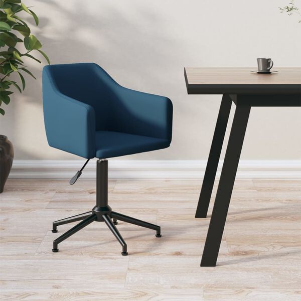 vidaXL Chaise pivotante de salle &agrave; manger Bleu Velours