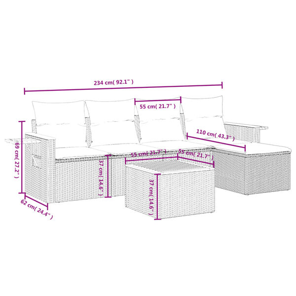 vidaXL Salon de jardin avec coussins 6 pcs beige r&eacute;sine tress&eacute;e