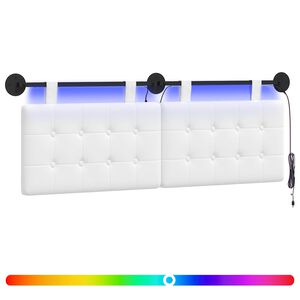 vidaXL T&ecirc;te de lit suspendue Avec lumi&egrave;re LED Blanc Tissu