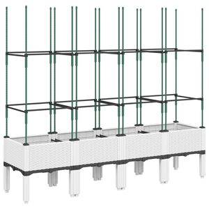 vidaXL Jardini&egrave;re avec treillis blanc 160x40x142,5 cm PP