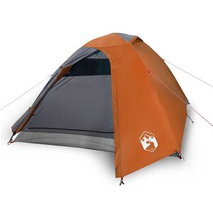 vidaXL Tente de camping &agrave; d&ocirc;me 3 personnes gris et orange imperm&eacute;able